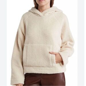 Vince Cream Teddy Sherpa Fully Lined Hoodie Jacket S